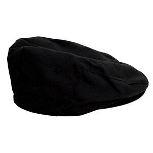 Vintage London Fog Black Cotton Newsboy Flat Snap Cap Classic SZ Med 7-7 1/8 USA